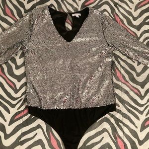 Silver sequin bodysuit size M